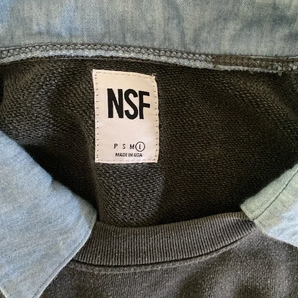 NSF Charcoal Sweatshirt with Light Blue Collar - Picture 3 of 4